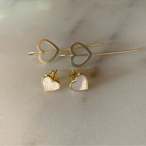 Gold and pearl heart ❤️ earring set